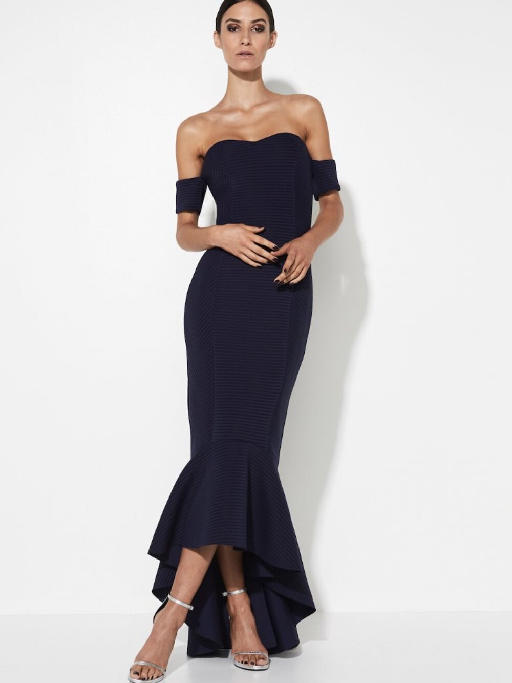 MOSSMAN Lovers Rock Scuba Ribbed Maxi Dress Navy Size US 4